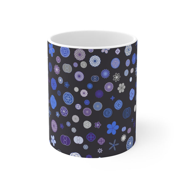 Midnight Blue Rosette Mug 11oz