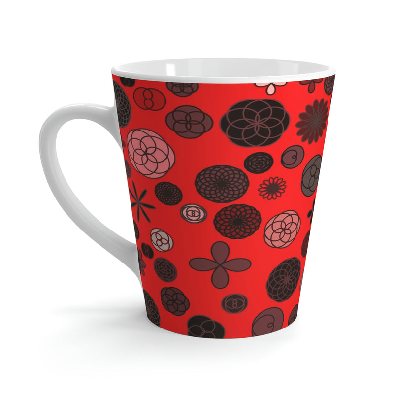 Cinnabar Red Rosette Latte Mug 12oz