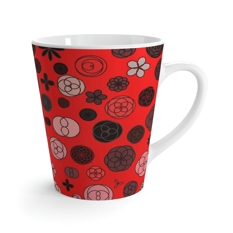 Cinnabar Red Rosette Latte Mug 12oz